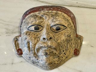 Old Antique Japanese Folk Art Carved Mask - Clay Pottery Asian