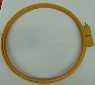 Vtg Adico Embroidery Hoop 14 " Adjustable Screw Wing Nut 2 Pc Wood Round Frame