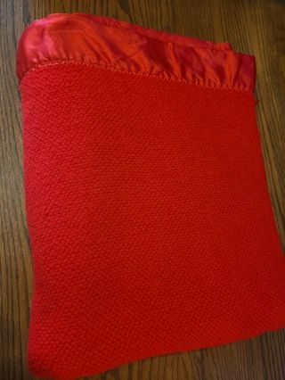 Vtg Fieldcrest Touch Of Class Nylon Trim Red Waffle Weave Blanket Acrylic