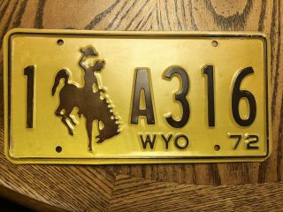 1972 Wyoming License Plate Cowboy Vintage 1 - A316 Bucking Bronco Rodeo Horse