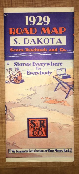 1929 Sears Roebuck & Co Road Map South Dakota