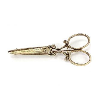 Vintage Antique Zentall Scissors Brooch Lapel Pin Barber Hair Stylist Gold - Toned