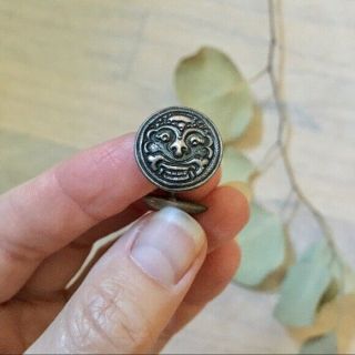 Antique 1940s Sterling Silver Man In The Moon Cuff Link