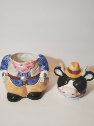 Retro Vintage Cow Cookie Jar 12 