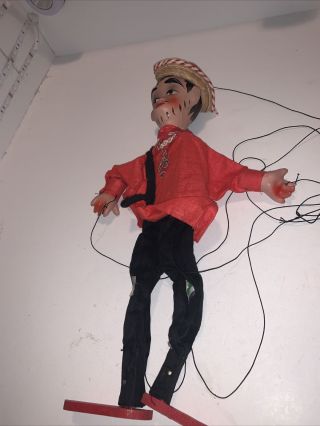 Vintage Mexican Folk Art Marionette Handmade Puppet String