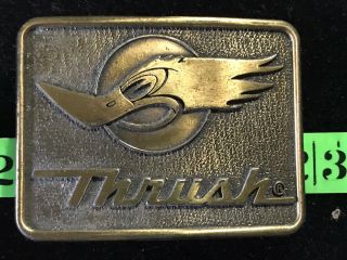 Vintage 1970’s Thrush Brass Belt Buckle Drag Racing,  High Performance