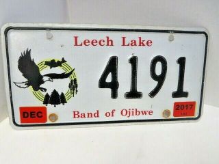 Leech Lake Band Of Ojibwe Minnesota License Plate 4191 W/dec.  2017 Tabs