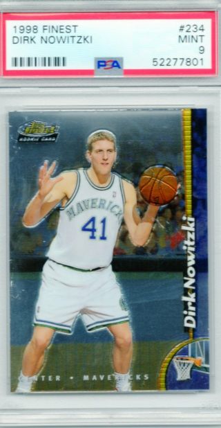 Dirk Nowitzki 1998 Topps Finest 234 Sp Rookie Dallas Mavericks (hof) Psa 9