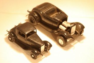 Two Vintage 1960s Era Built Plastic Models 1932 Ford Model B Hot Rod & Coupe
