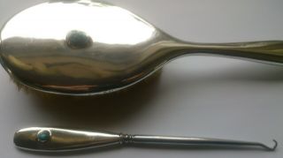 Liberty & Co Archibald Knox Silver Button Hook And Silver Brush 1911