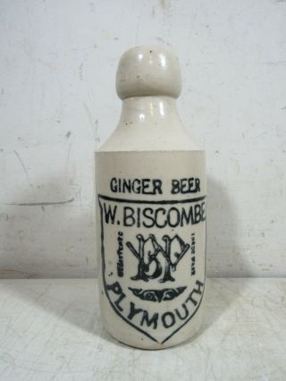 Vintage/antique W Biscombe Plymouth Ginger Beer Stoneware Bottle