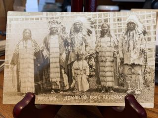 Antique Native American / Indian Real Photo Postcard / Rppc Standing Rock Reserv