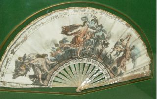 Antique 1800 ' s MOP French Hand Fan Cherubs by Canne Style 879 Shadow Box Framed 2