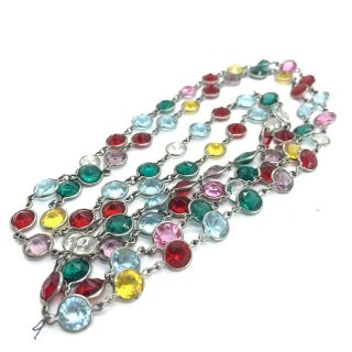 Antique Art Deco Crystal Glass Long Guard Chain Necklace 90