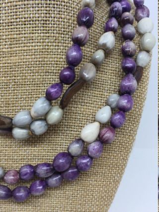 Vintage Hawaiian Job ' s Tears Purple.  and grey Long Stand Necklace 126 2