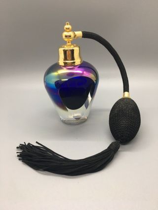 Vintage Iridescent Glass Perfume Bottle With Screw On Top