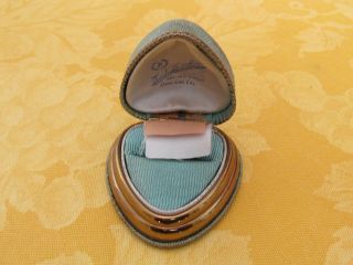 Vintage Heart Shape Green Gold Tone Miniature Jewelry Box Trinket Ring Holder