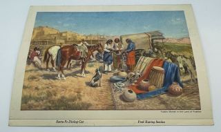 1903 Pueblo Indian Art Santa Fe Railroad Dining Car Fred Harvey Service Menu