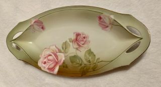 Vintage Rs Tillowitz Silesia Hand Painted Porcelain Celery/relish Dish Circ 1930