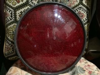 1 - Red Traffic Light Signal Lens Lexalite 12” With Gasket @e