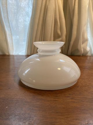 Vintage Low Profile Opal White Glass Oil Kerosene Student Lamp Shade 8”d 4.  5”h