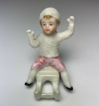 Antique German Snowbaby Snow Baby On Sled Marked Germany 8727