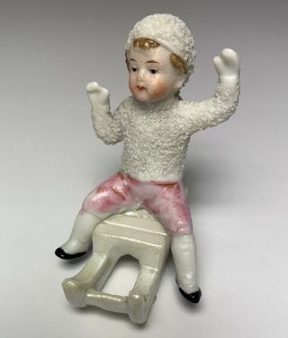 Antique GERMAN SNOWBABY SNOW BABY On SLED MARKED GERMANY 8727 2