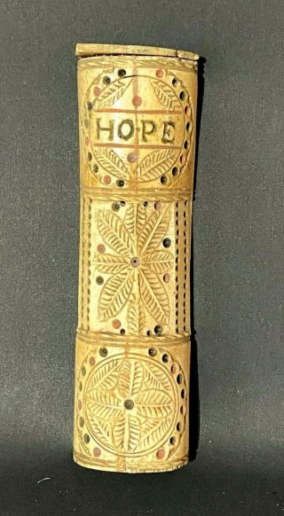 Antique Napoleonic Prisoner Of War Bovine Bone " Hope " Carving