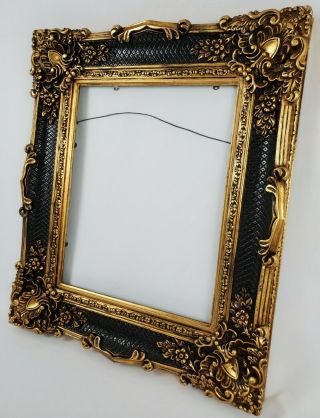 Vintage Baroque Style Gold Black Picture Frame Art Canvas Mirror Fits 16 " X 20 "