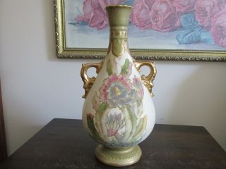 Antique Royal Bonn Vase Hand Painted Flowers Gold