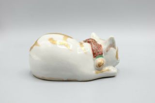 Antique Japanese Porcelain Sleeping Cat Hand painted Nemuri Neko Imari Kutani 2