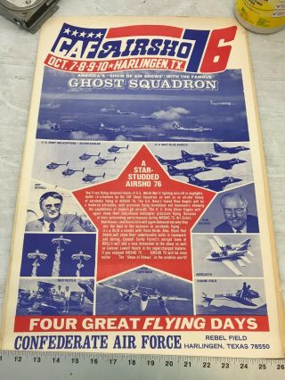 Confederate Air Force Poster Ghost Squadron Caf 1976 Airsho Flyer Air Fiesta Rgv