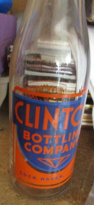 Vintage " Clinton Bottling Co.  Lock Haven,  Pa.  Pyro Soda Bottle