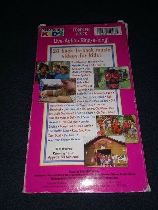 VTG Cedarmont Kids Sing - A - Long VHS Tape: TODDLER TUNES,  26 Songs Toddlers rare 2
