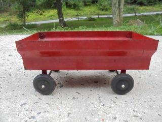 Vintage Pressed Steel Farm Wagon Red/grain Wagon