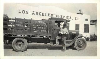 Vintage Snapshot; Los Angeles Chemical Co.  Bldg,  Delivery Man & Truck,  Southgate