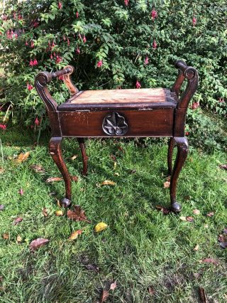 Antique Georgian Piano Stool Carved Wood Vintage Arding & Hobbs With Storage L