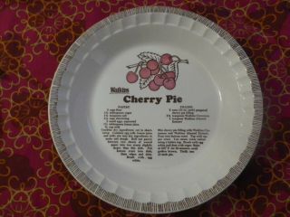 Vintage Watkins 11 " Deep Dish Ceramic Pie Plate Pan Cherry Pie Recipe Baking