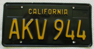 1963 California Passenger License Plate Akv 944