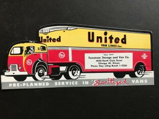 1946 Diecut United Van Lines Tractor Trailer Blotter Fernstrom Storage Chicago