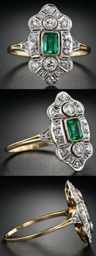 Art Deco 2.  58.  Ct Emerald Cut Sapphire Engagement Vintage Antique Ring Hia25