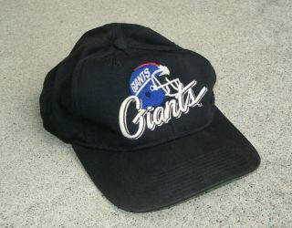Vintage York Giants Navy Blue White Script Baseball Cap Hat Snapback