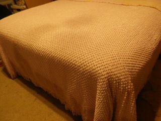 Vintage Lilac Popcorn Chenille Bedspread With Fringe (lightweight)