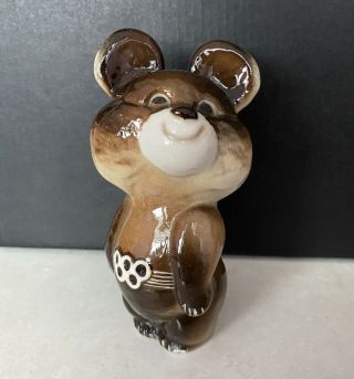 Vintage Moscow Olympic 1980 Bear Misha Ceramic Figurine Lomonosov Porcelain