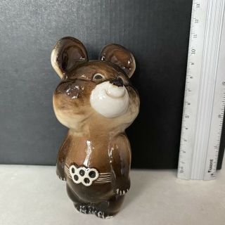 Vintage Moscow Olympic 1980 Bear Misha Ceramic Figurine Lomonosov Porcelain 2