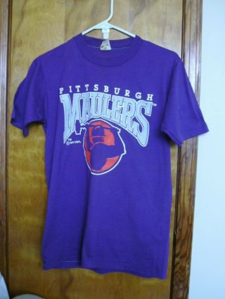 Vintage Pittsburgh Maulers T - Shirt Trademarked Usfl By Logo 7 Purple Size Med