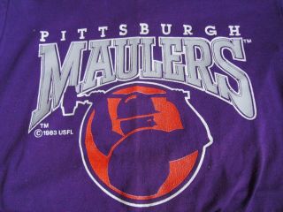 Vintage PITTSBURGH MAULERS T - SHIRT Trademarked USFL by Logo 7 Purple Size Med 2