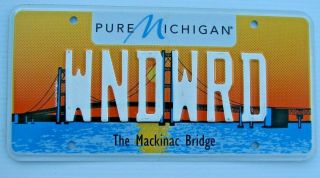 Mackinac Bridge Type 1 Vanity License Plate " Wndwrd " Windward Sail Sailing