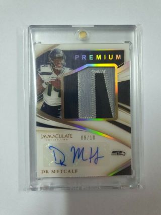 Dk Metcalf 2019 - 20 Immaculate Premium Patch Autograph Gold /10 Seahawks Auto