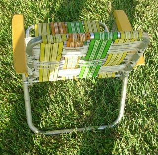CHILD ' S VINTAGE ALUMINUM WEBBED FOLDING CHAIR BEACH PATIO LAWN CAMPING 3